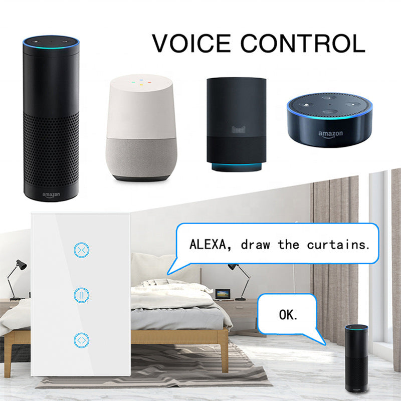 Zigbee Smart Curtain Switch 118*72mm US Standard Works with Alexa Google Home Tuya Smartlife