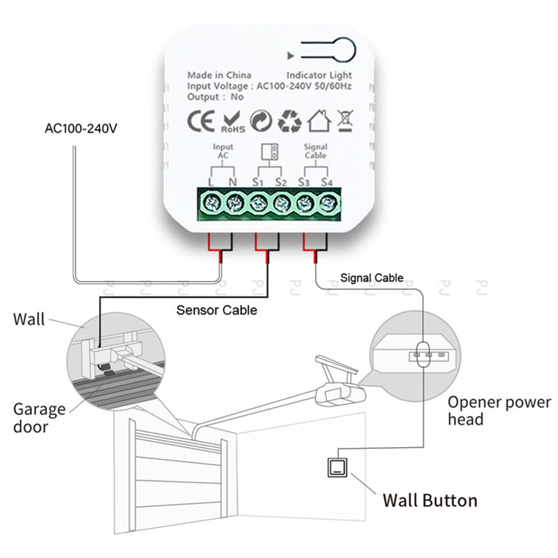 Zigbee Smart Garage Door Opener Relay Switch Module Works with Alexa Google Home Tuya Smartlife