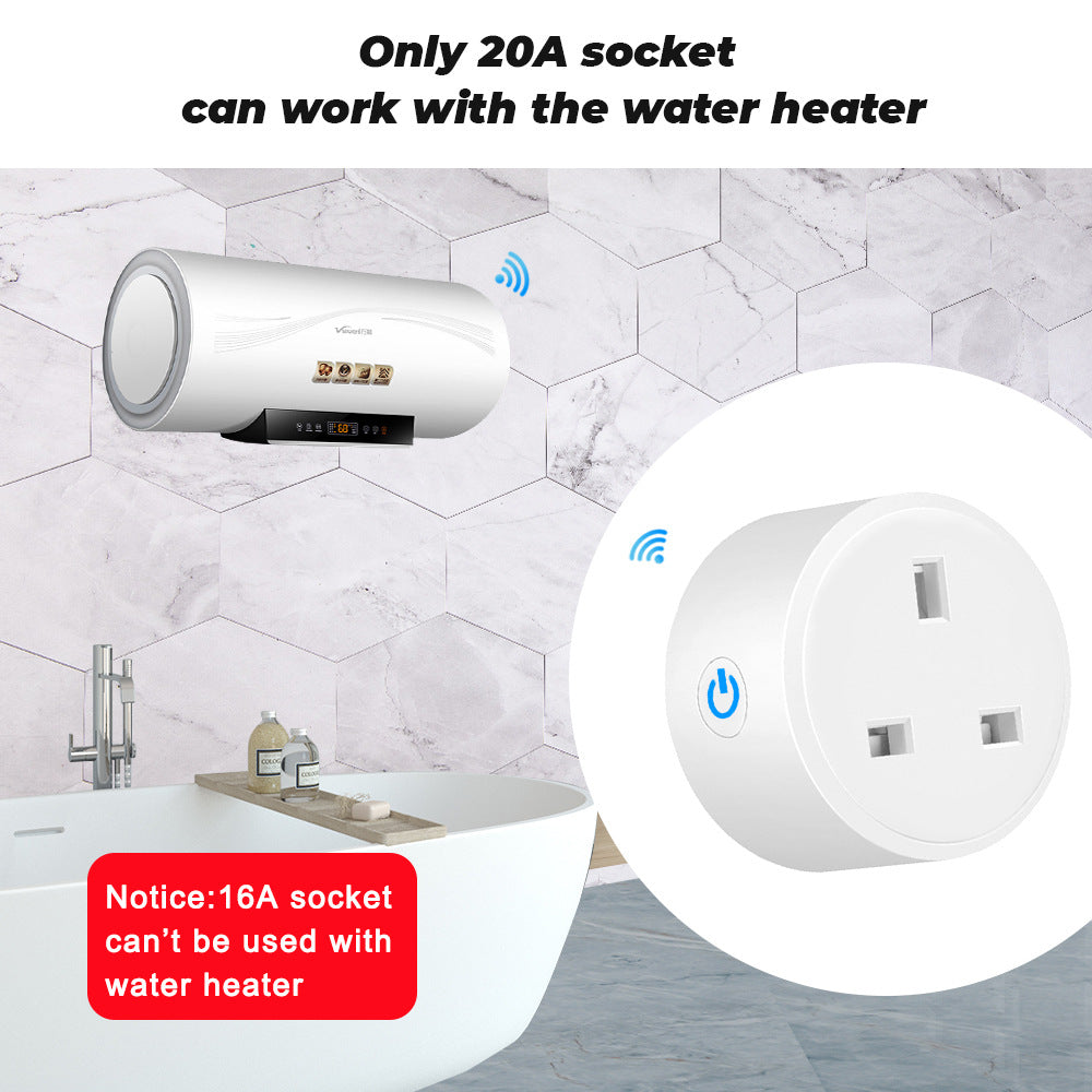 Wi-Fi Smart Plug UK 16A/20A Power Monitor Works with Alexa Google Home Tuya Smartlife