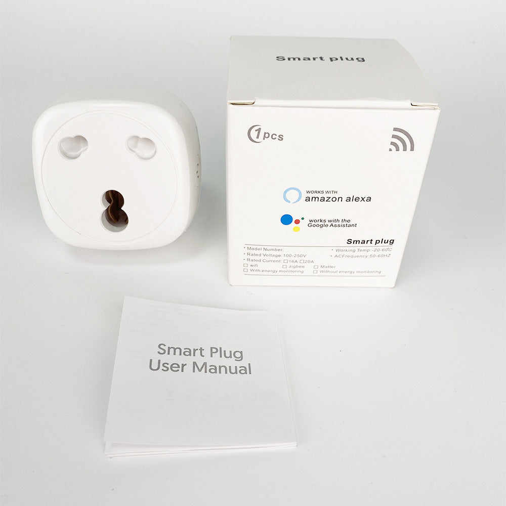 Wi-Fi Smart Socket India South Africa Plug 16A Power Monitor Works with Alexa Google Home Tuya Smartlife