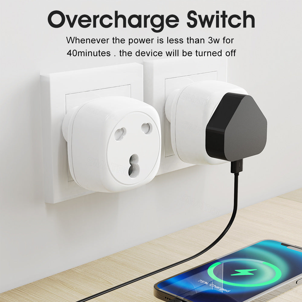 Wi-Fi Smart Socket India South Africa Plug 16A Power Monitor Works with Alexa Google Home Tuya Smartlife