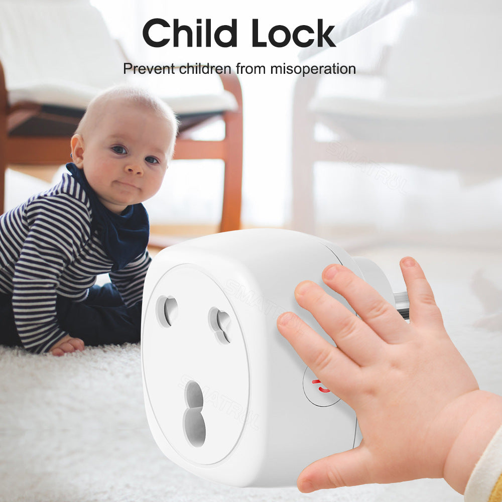 Wi-Fi Smart Socket India South Africa Plug 16A Power Monitor Works with Alexa Google Home Tuya Smartlife