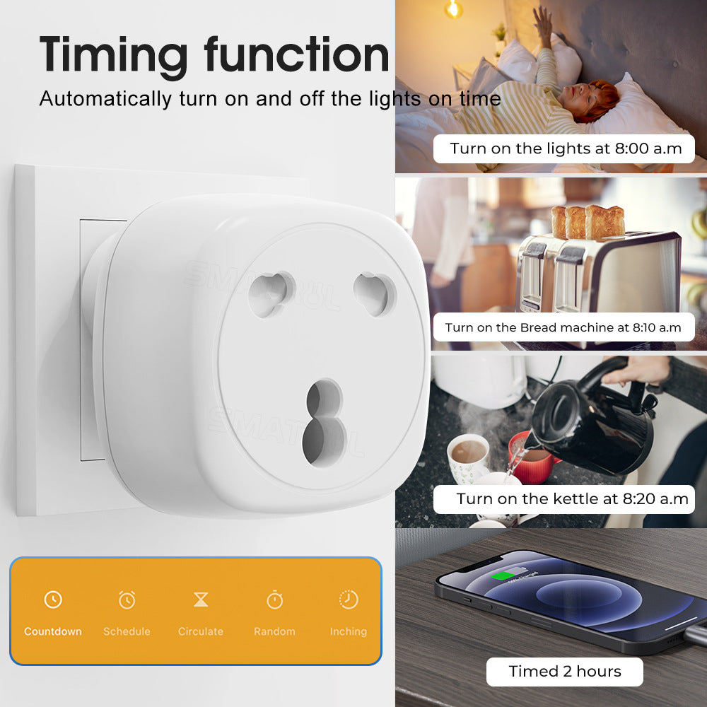 Wi-Fi Smart Socket India South Africa Plug 16A Power Monitor Works with Alexa Google Home Tuya Smartlife