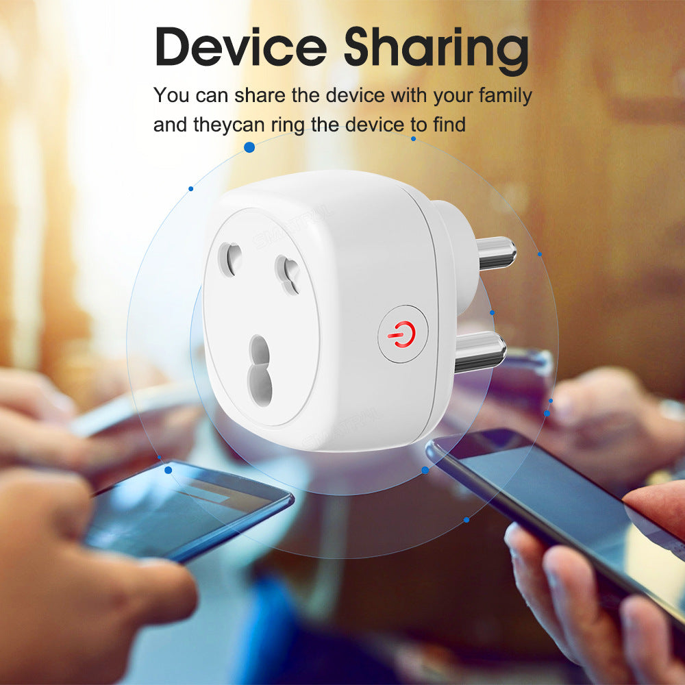 Wi-Fi Smart Socket India South Africa Plug 16A Power Monitor Works with Alexa Google Home Tuya Smartlife