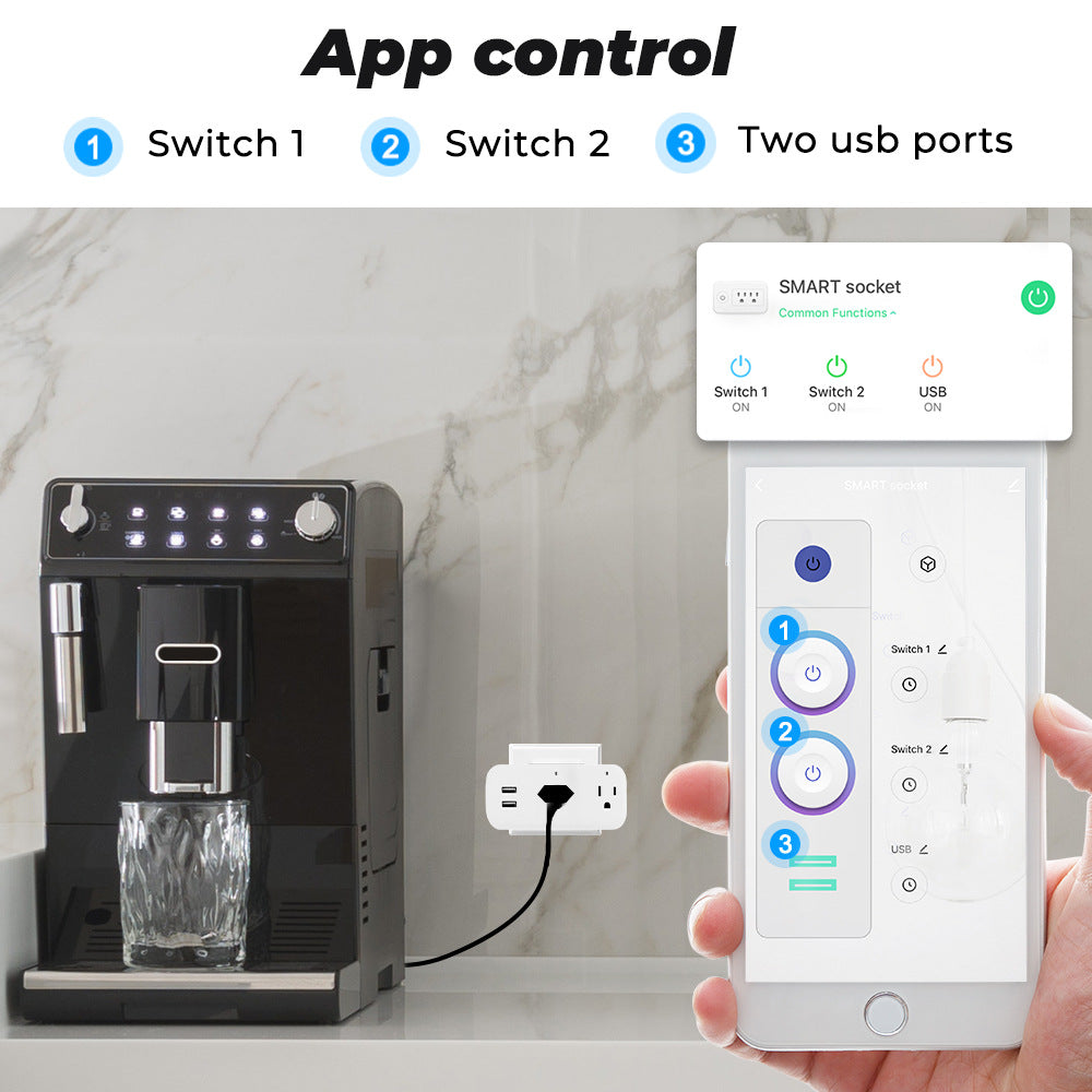 Wi-Fi Smart Socket US Plug 16A USB Works with Alexa Google Home Tuya Smartlife