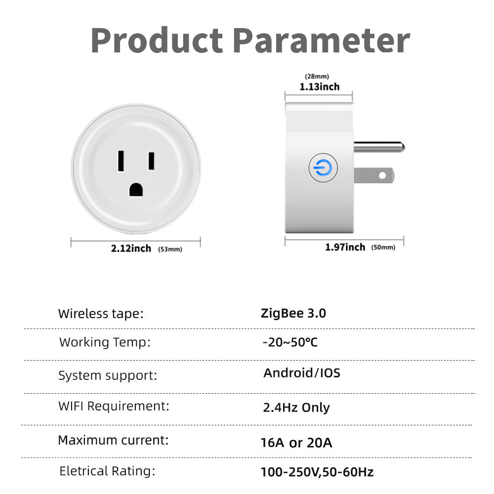 Zigbee Smart Plug EU UK US Vietnam Socket 16A Power Monitor Works with Alexa Google Home Tuya Smartlife