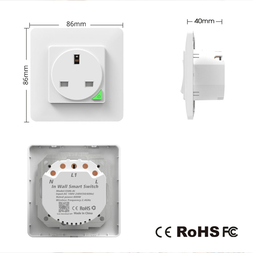 Wi-Fi Smart Power Socket EU France UK 16A Power Consumption Works with Alexa Google Home Tuya Smart Life
