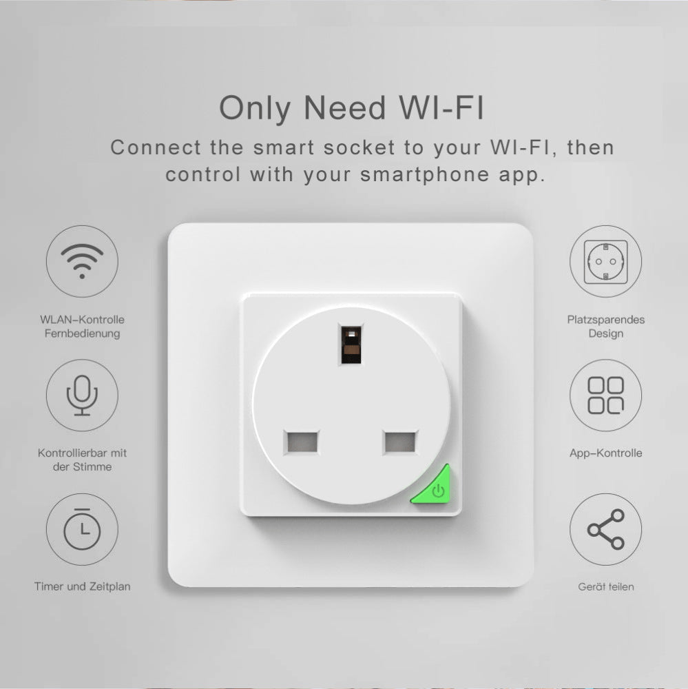 Wi-Fi Smart Power Socket EU France UK 16A Power Consumption Works with Alexa Google Home Tuya Smart Life