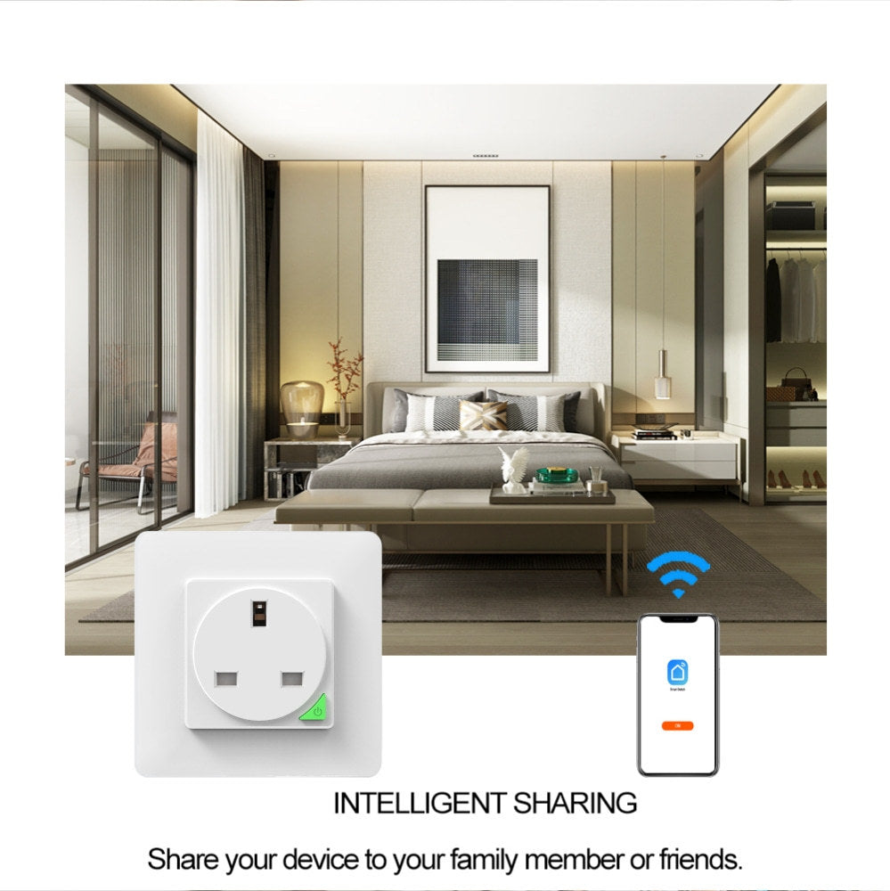 Wi-Fi Smart Power Socket EU France UK 16A Power Consumption Works with Alexa Google Home Tuya Smart Life