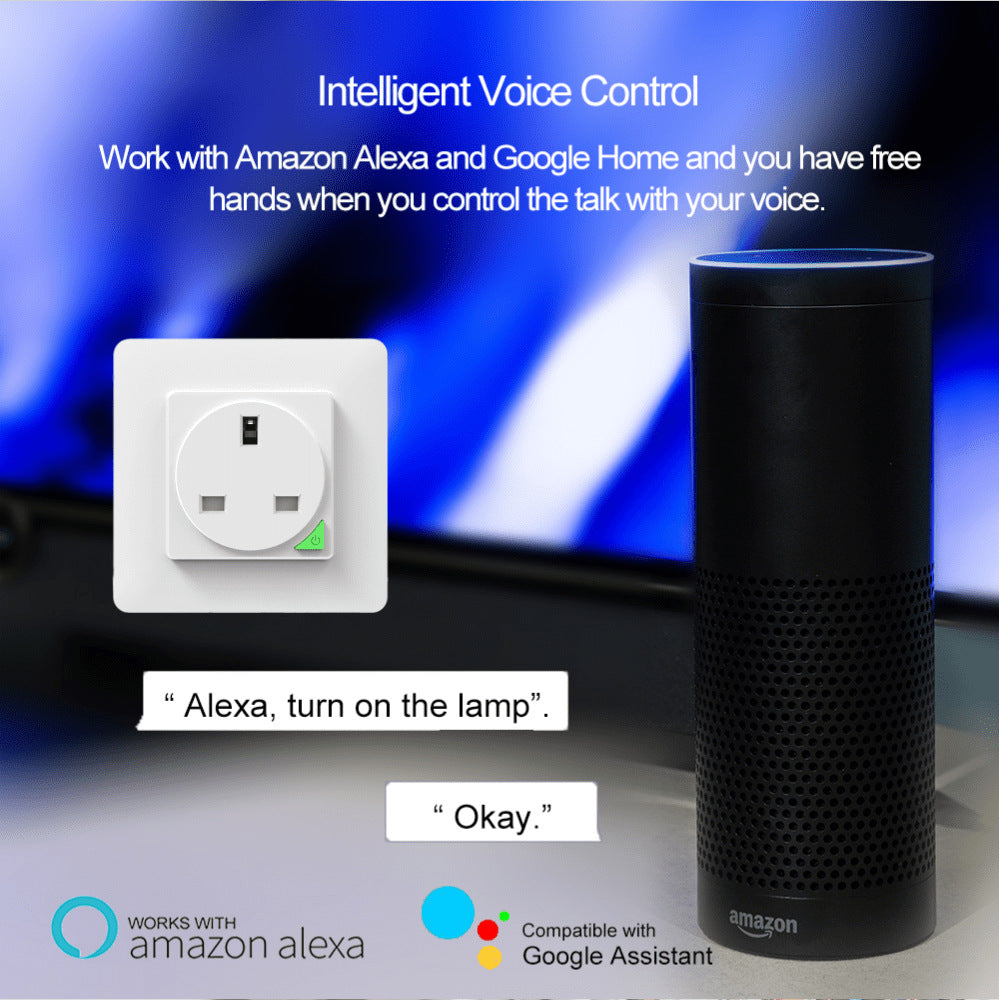 Wi-Fi Smart Power Socket EU France UK 16A Power Consumption Works with Alexa Google Home Tuya Smart Life