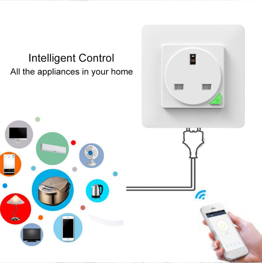 Wi-Fi Smart Power Socket EU France UK 16A Power Consumption Works with Alexa Google Home Tuya Smart Life