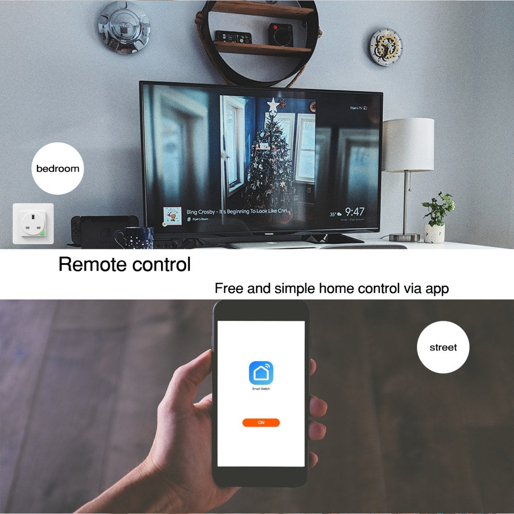 Wi-Fi Smart Power Socket EU France UK 16A Power Consumption Works with Alexa Google Home Tuya Smart Life