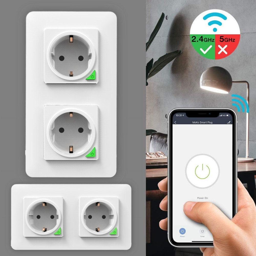 Wi-Fi Smart Power Socket EU 16A Power Consumption 2 Outlets Works with Alexa Google Home Tuya Smart Life