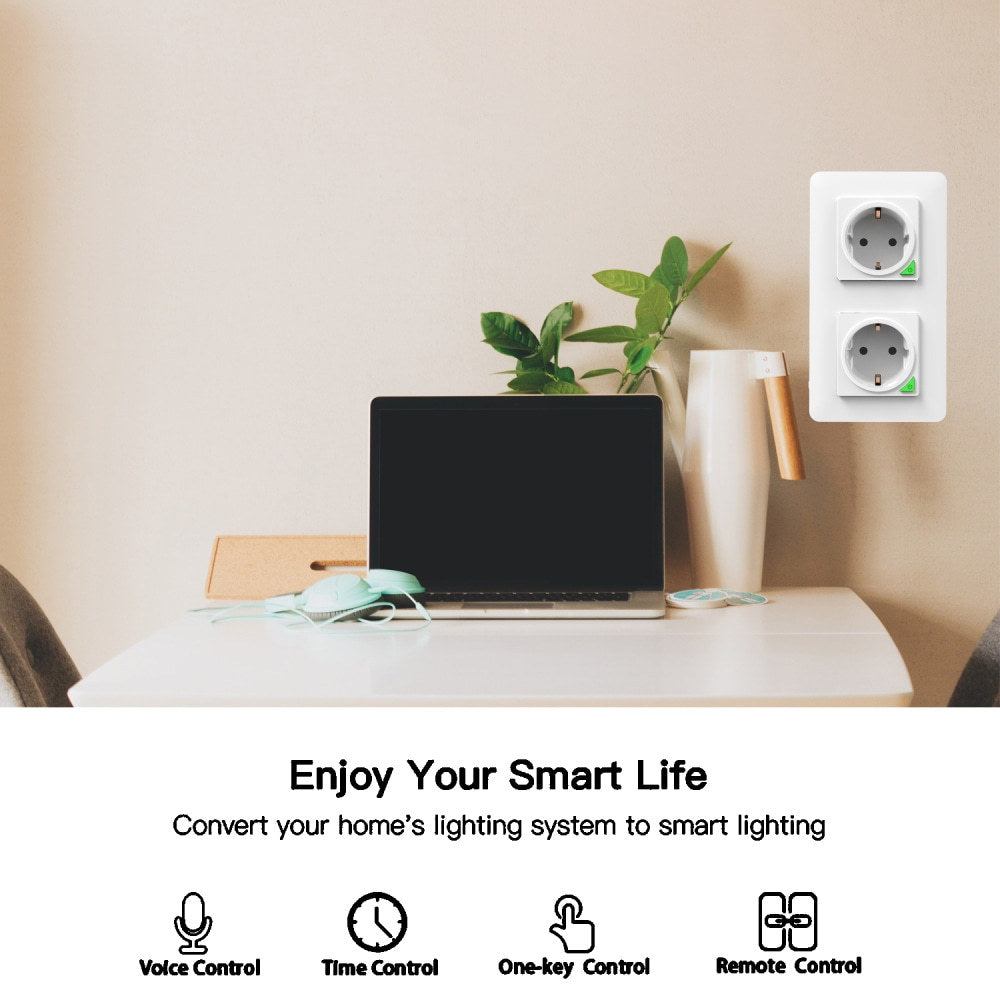 Wi-Fi Smart Power Socket EU 16A Power Consumption 2 Outlets Works with Alexa Google Home Tuya Smart Life