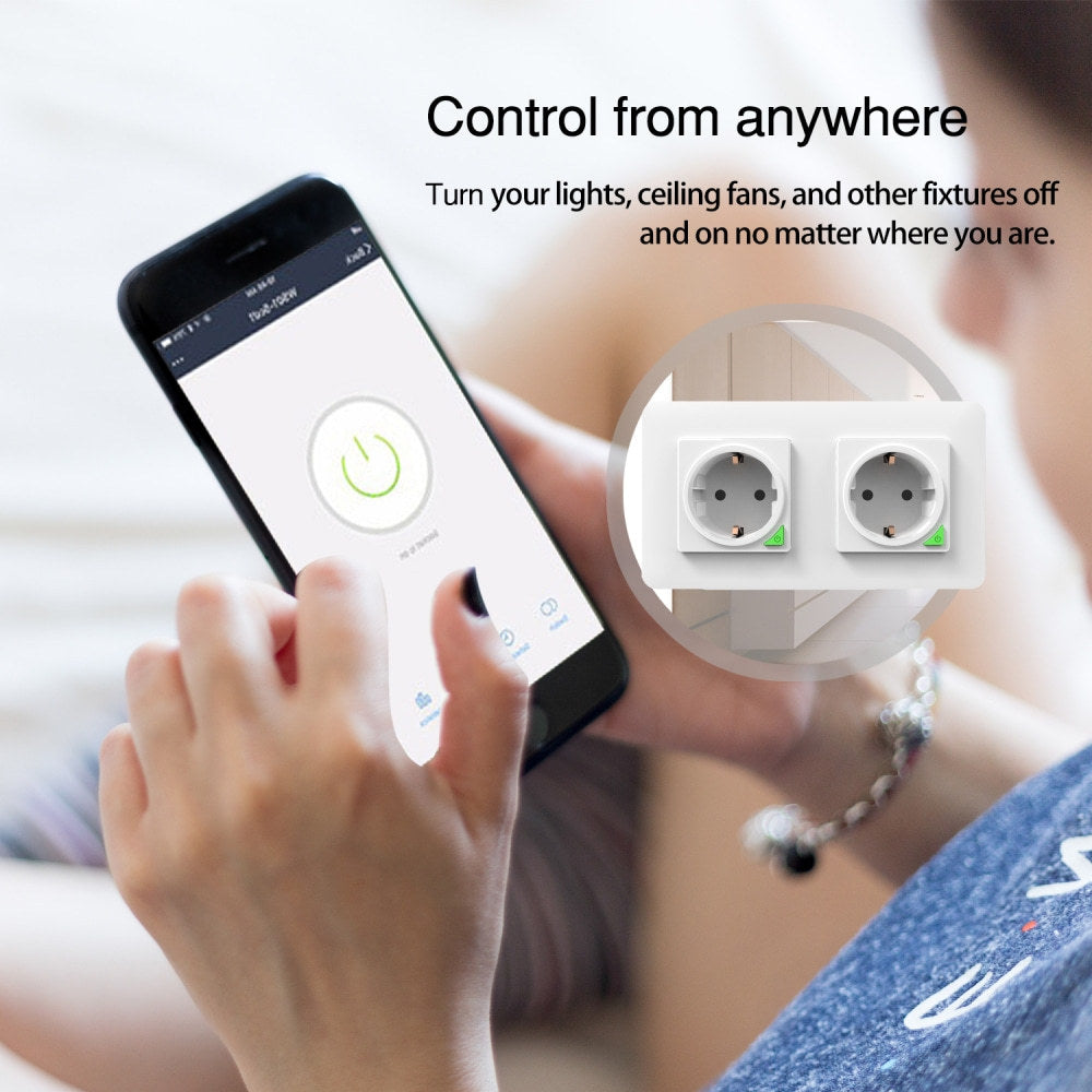 Wi-Fi Smart Power Socket EU 16A Power Consumption 2 Outlets Works with Alexa Google Home Tuya Smart Life