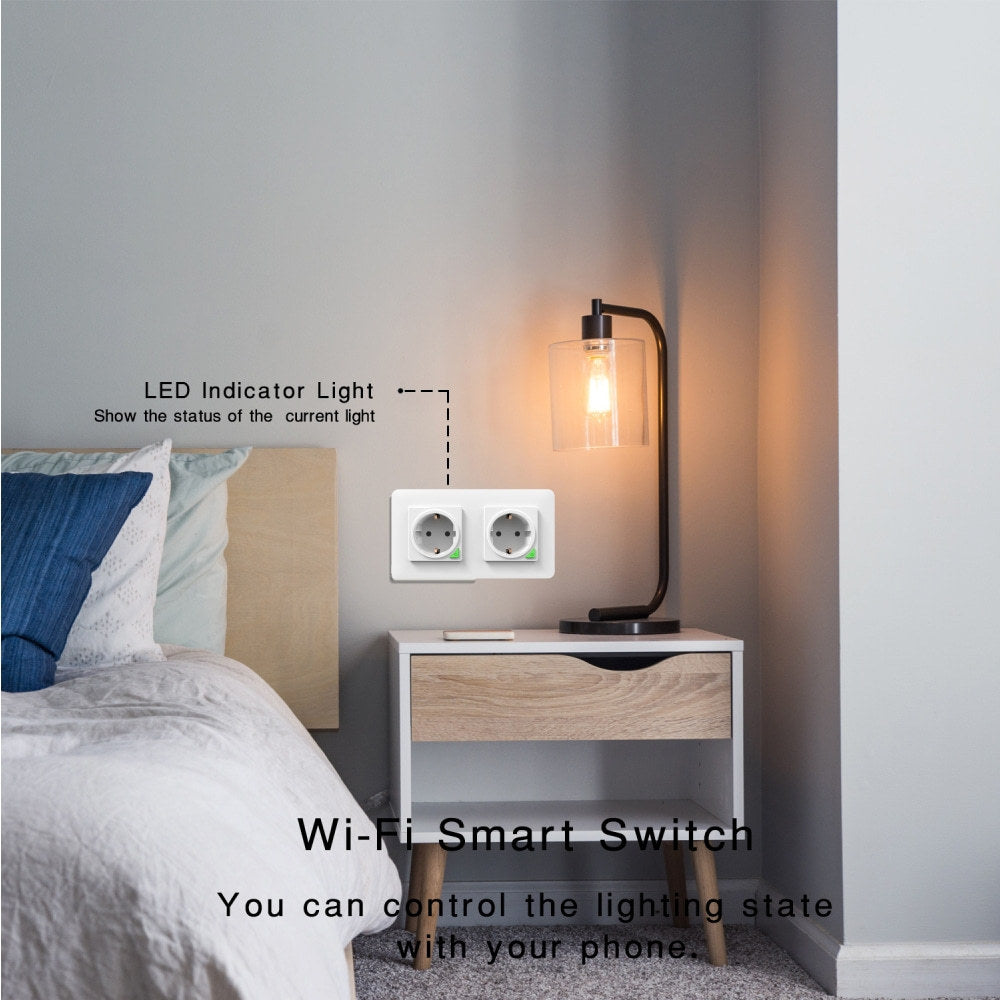 Wi-Fi Smart Power Socket EU 16A Power Consumption 2 Outlets Works with Alexa Google Home Tuya Smart Life