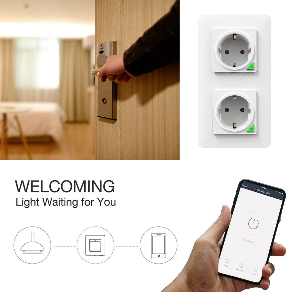 Wi-Fi Smart Power Socket EU 16A Power Consumption 2 Outlets Works with Alexa Google Home Tuya Smart Life