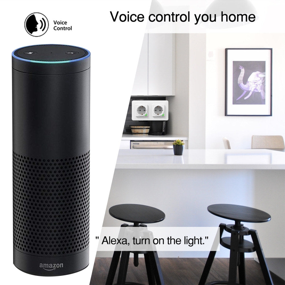 Wi-Fi Smart Power Socket EU 16A Power Consumption 2 Outlets Works with Alexa Google Home Tuya Smart Life