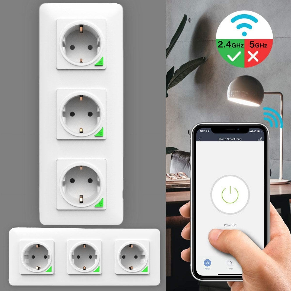 Wi-Fi Smart Power Socket EU 16A Power Consumption 3 Outlets Works with Alexa Google Home Tuya Smart Life