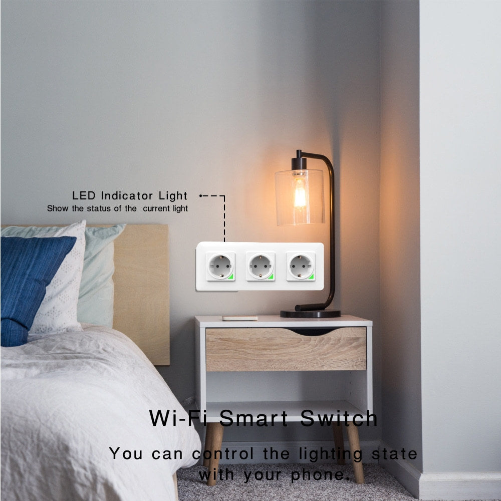 Wi-Fi Smart Power Socket EU 16A Power Consumption 3 Outlets Works with Alexa Google Home Tuya Smart Life