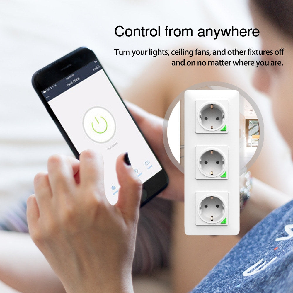 Wi-Fi Smart Power Socket EU 16A Power Consumption 3 Outlets Works with Alexa Google Home Tuya Smart Life