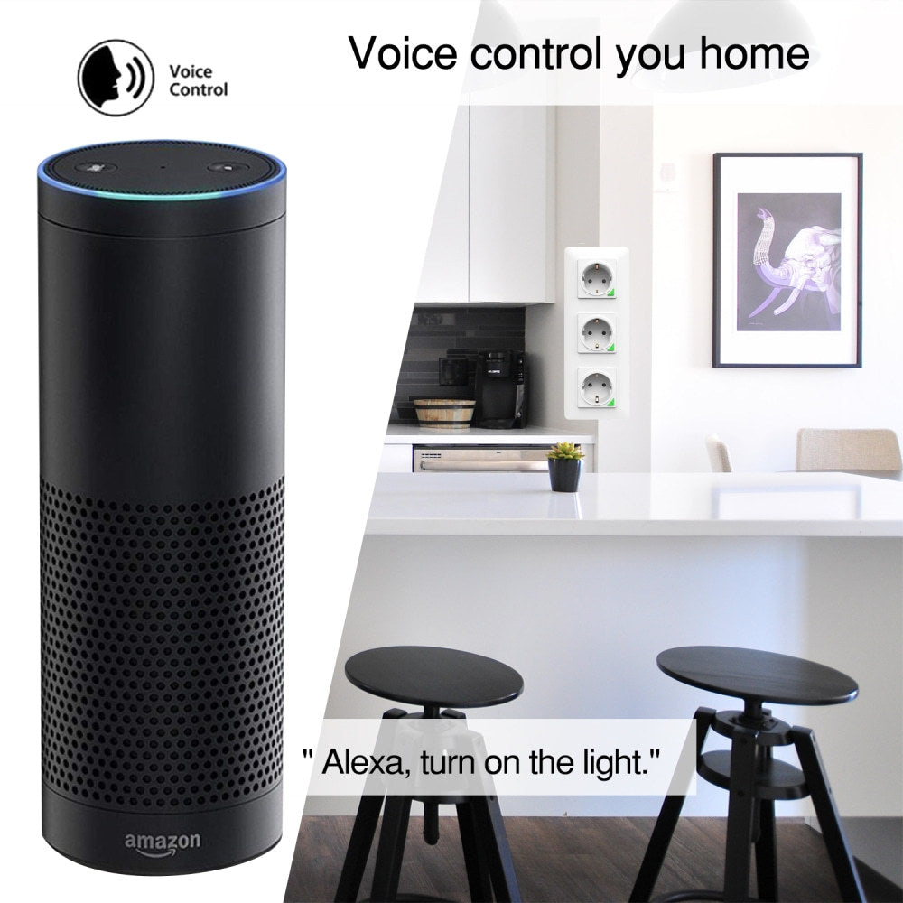 Wi-Fi Smart Power Socket EU 16A Power Consumption 3 Outlets Works with Alexa Google Home Tuya Smart Life