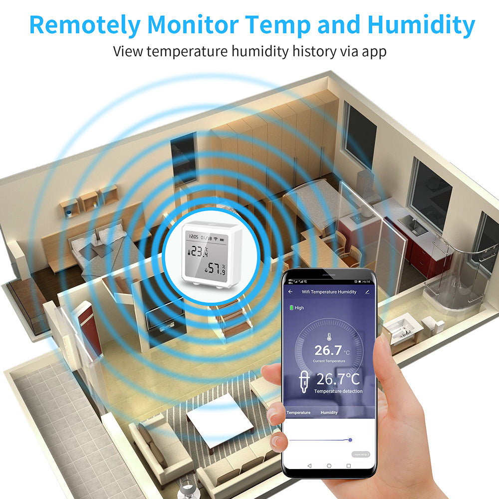 Wi-Fi / Zigbee Smart Temperature and Humidity Sensor with LCD Display