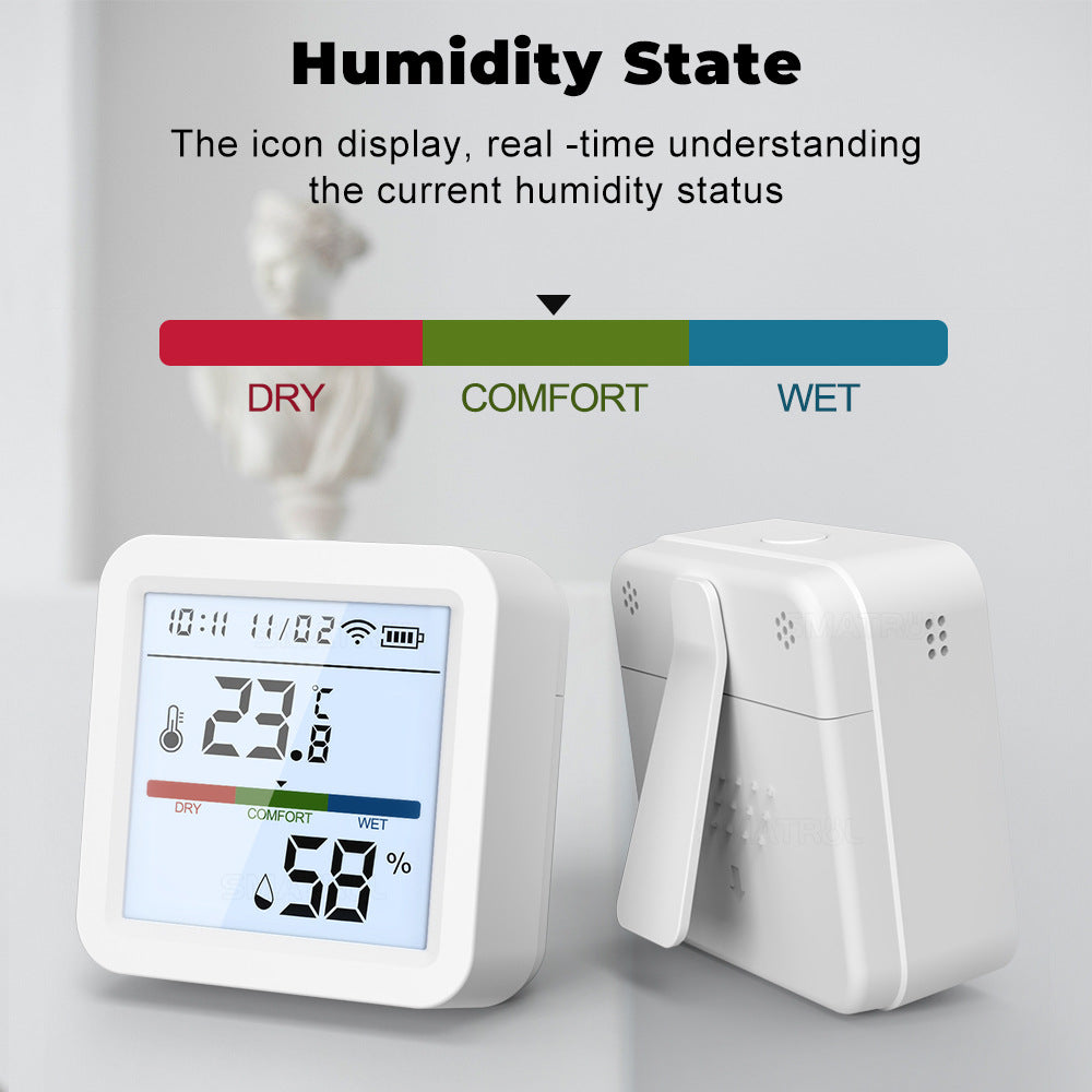 Wi-Fi / Zigbee Smart Temperature and Humidity Sensor with Backlight LCD Display