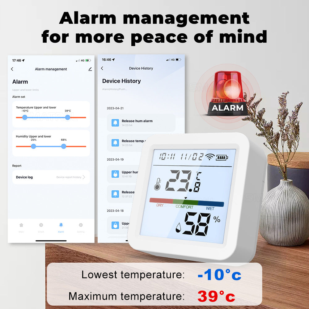 Wi-Fi / Zigbee Smart Temperature and Humidity Sensor with Backlight LCD Display