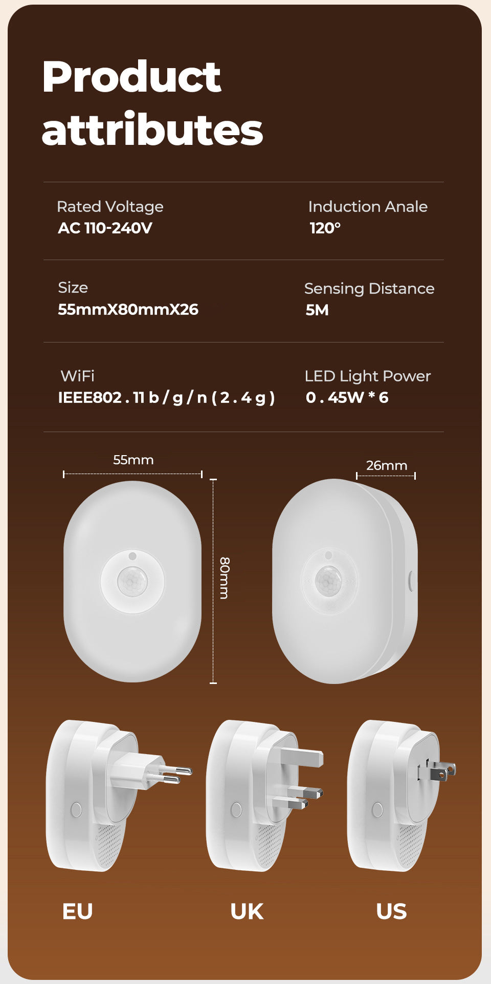 Tuya Wi-Fi Smart Night Light Works with Alexa Google Home