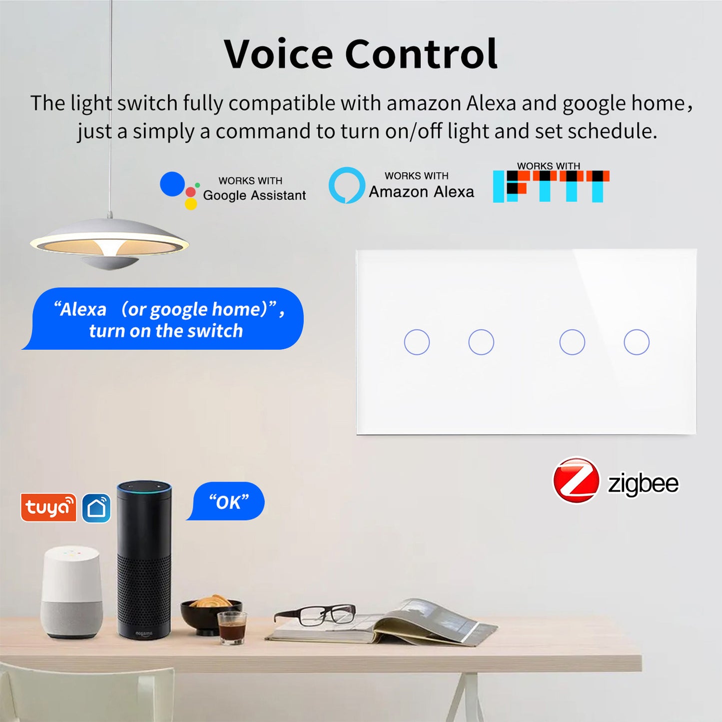 Zigbee Smart Touch Switch 4CH