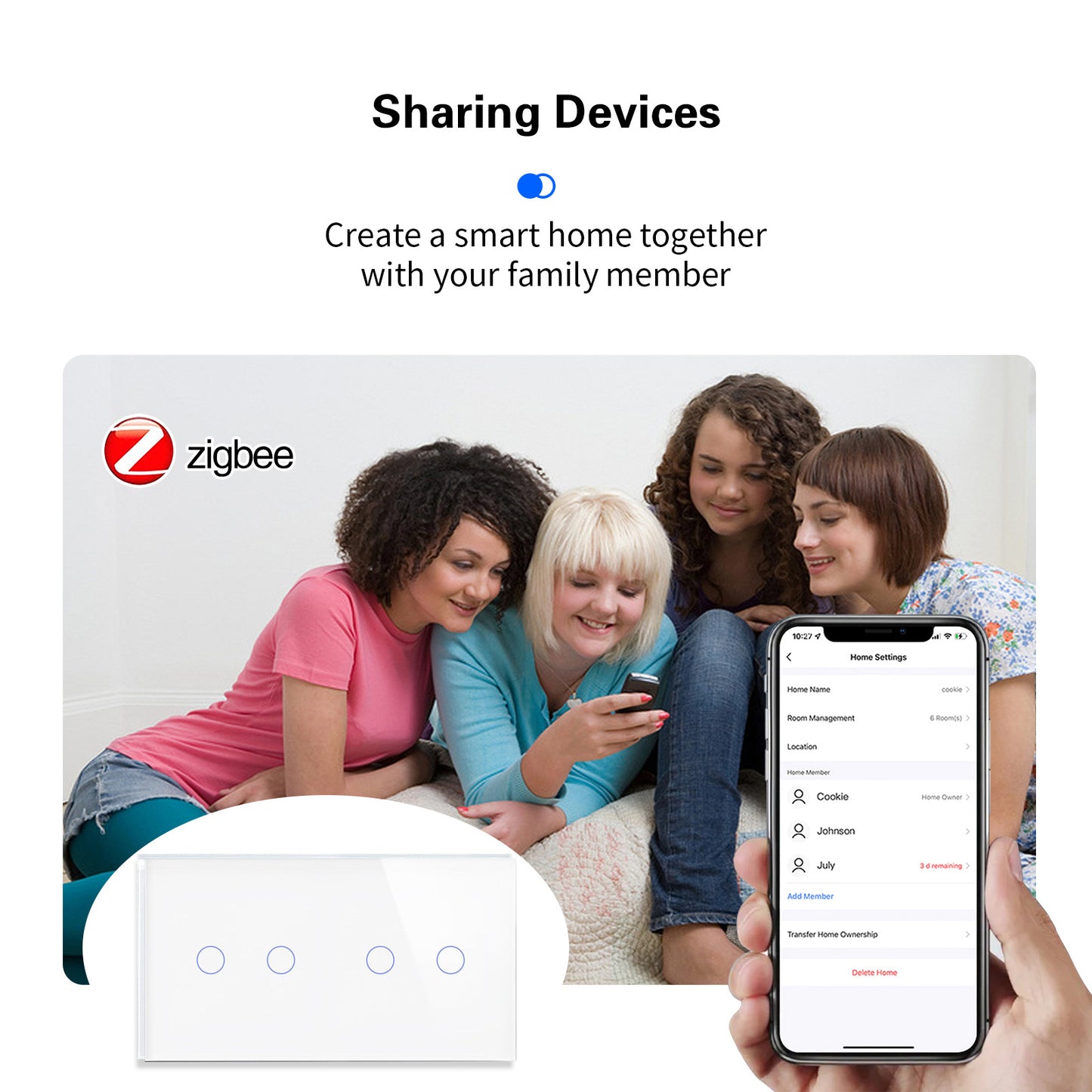 Zigbee Smart Touch Switch 4CH