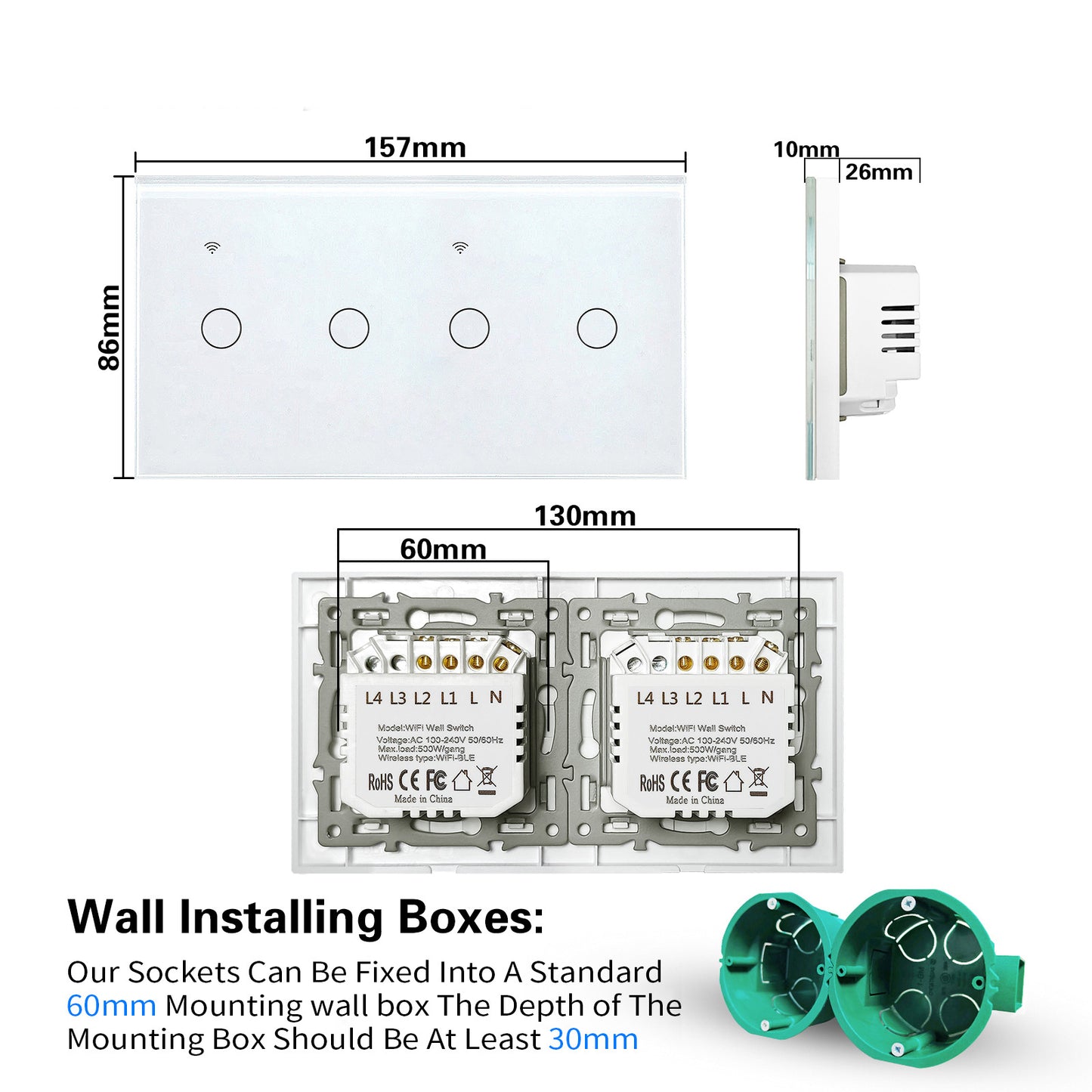 Zigbee Smart Touch Switch 4CH