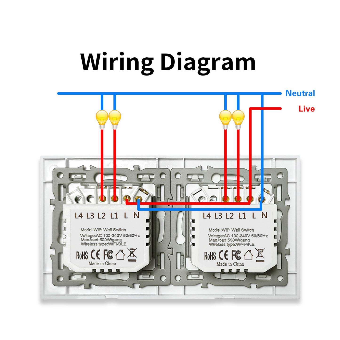 Zigbee Smart Touch Switch 4CH