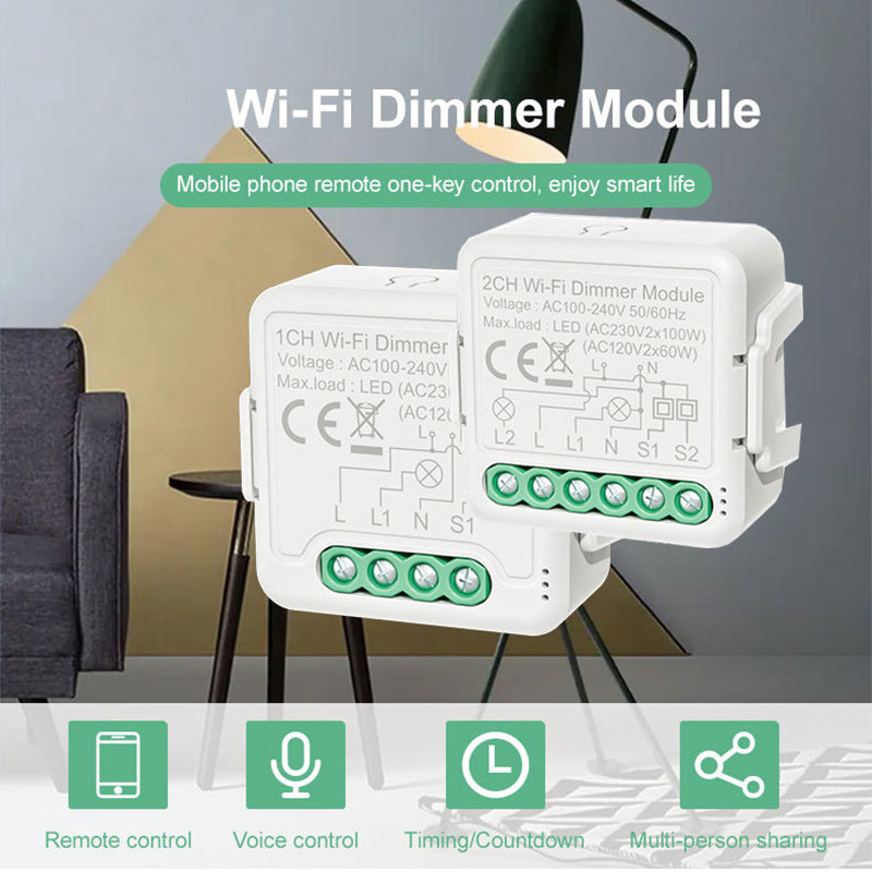 Wi-Fi Smart Dimmer Switch Relay Module Tuya Smartlife Alexa Google Home