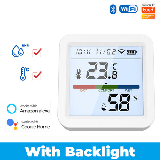 Wi-Fi / Zigbee Smart Temperature and Humidity Sensor with Backlight LCD Display