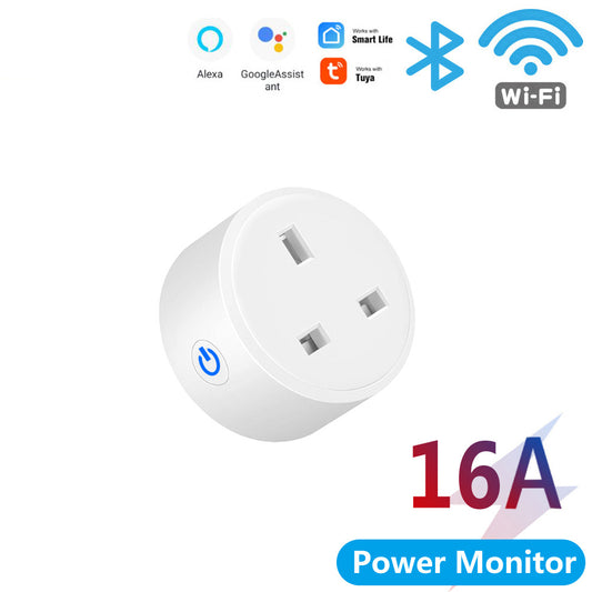Wi-Fi Smart Plug UK 16A/20A Power Monitor Works with Alexa Google Home Tuya Smartlife