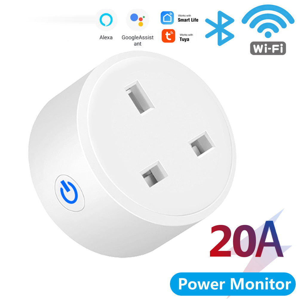 Wi-Fi Smart Plug UK 16A/20A Power Monitor Works with Alexa Google Home Tuya Smartlife
