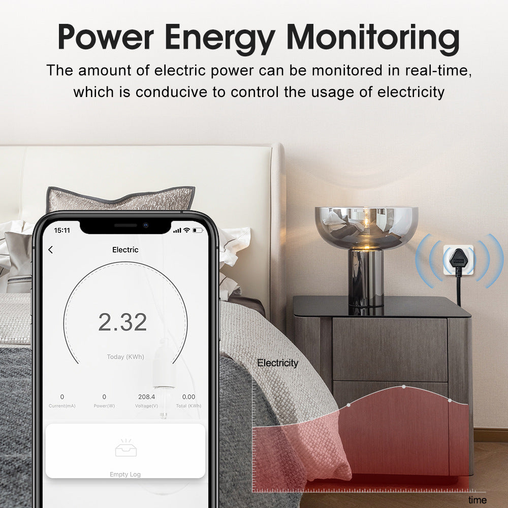 Wi-Fi Smart Socket India South Africa Plug 16A Power Monitor Works with Alexa Google Home Tuya Smartlife