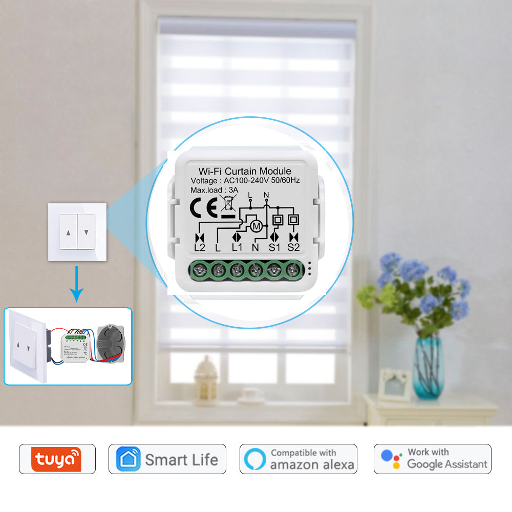Wi-Fi Smart Curtain Switch Module Relay Tuya Smartlife Alexa Google Home