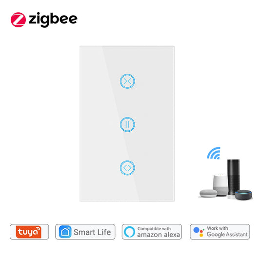 Zigbee Smart Curtain Switch 118*72mm US Standard Works with Alexa Google Home Tuya Smartlife