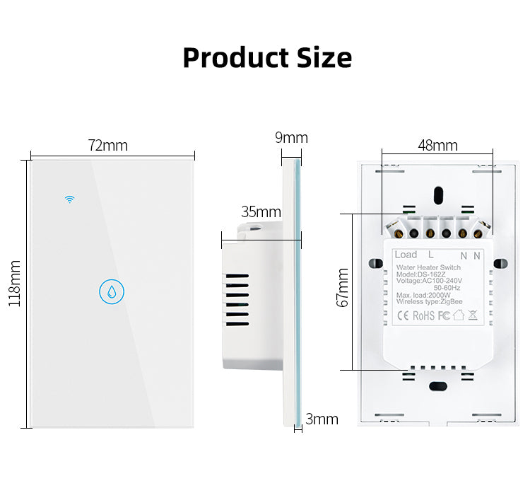 Zigbee Smart Water Heater Boiler Switch US Standard Works with Alexa Google Home Tuya Smartlife