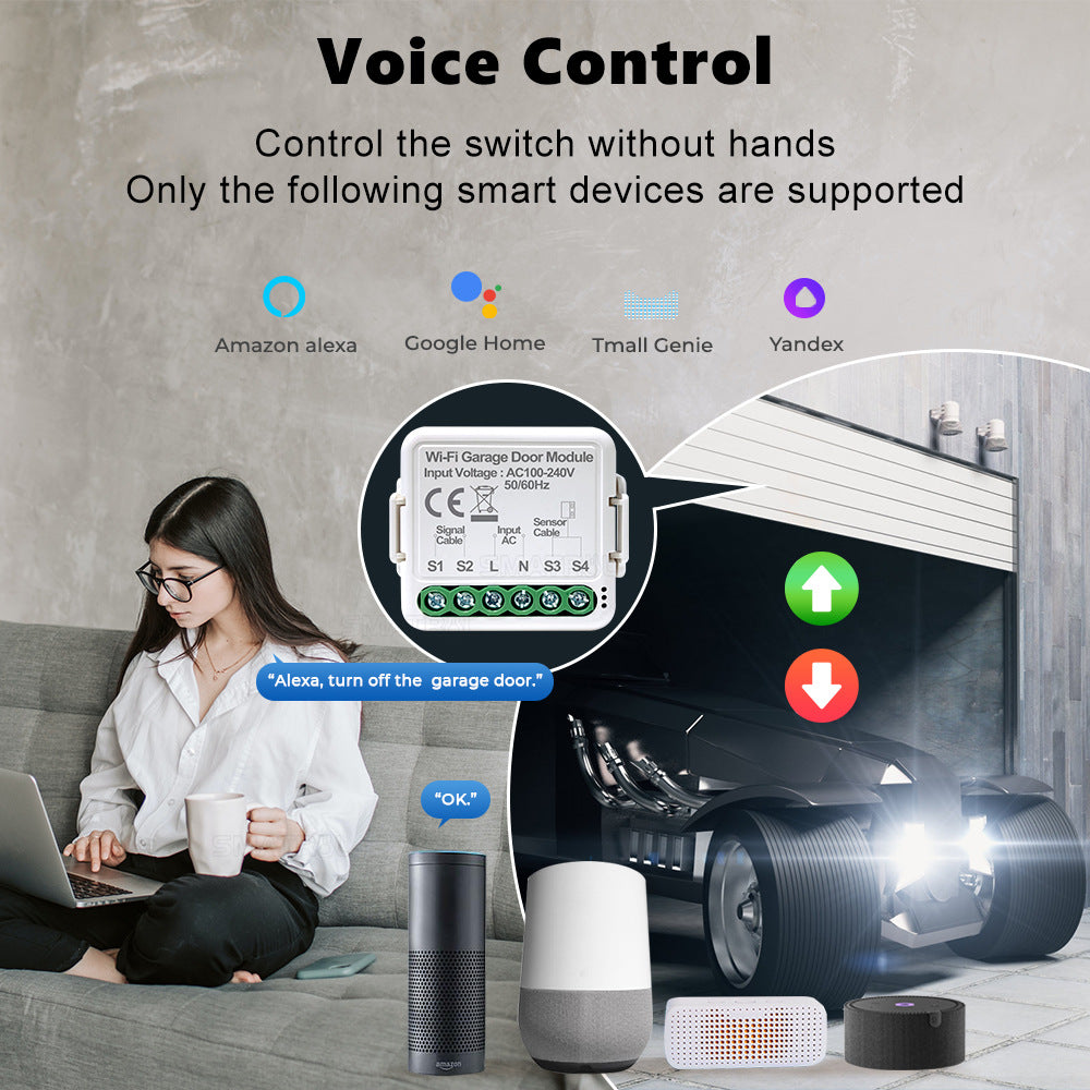 Wi-Fi Smart Garage Door Opener Relay Switch Module Works with Alexa Google Home Tuya Smartlife