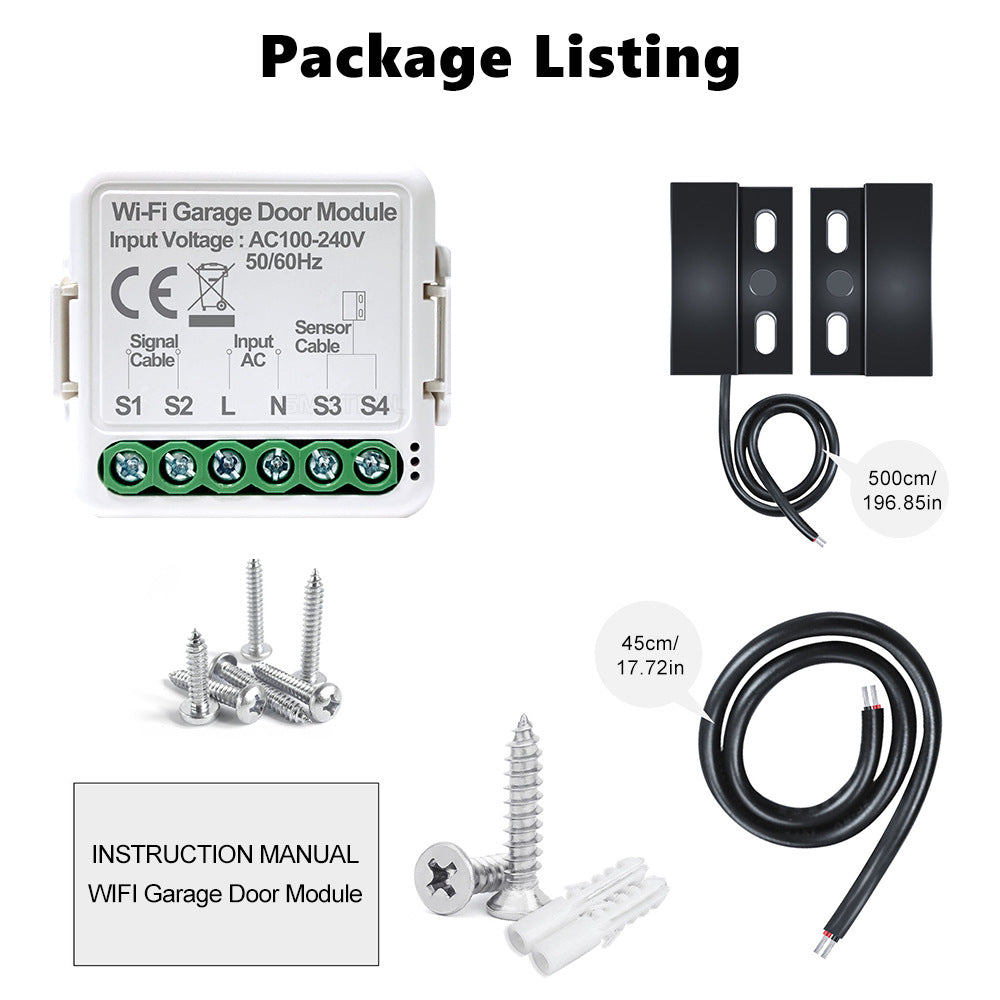 Wi-Fi Smart Garage Door Opener Relay Switch Module Works with Alexa Google Home Tuya Smartlife