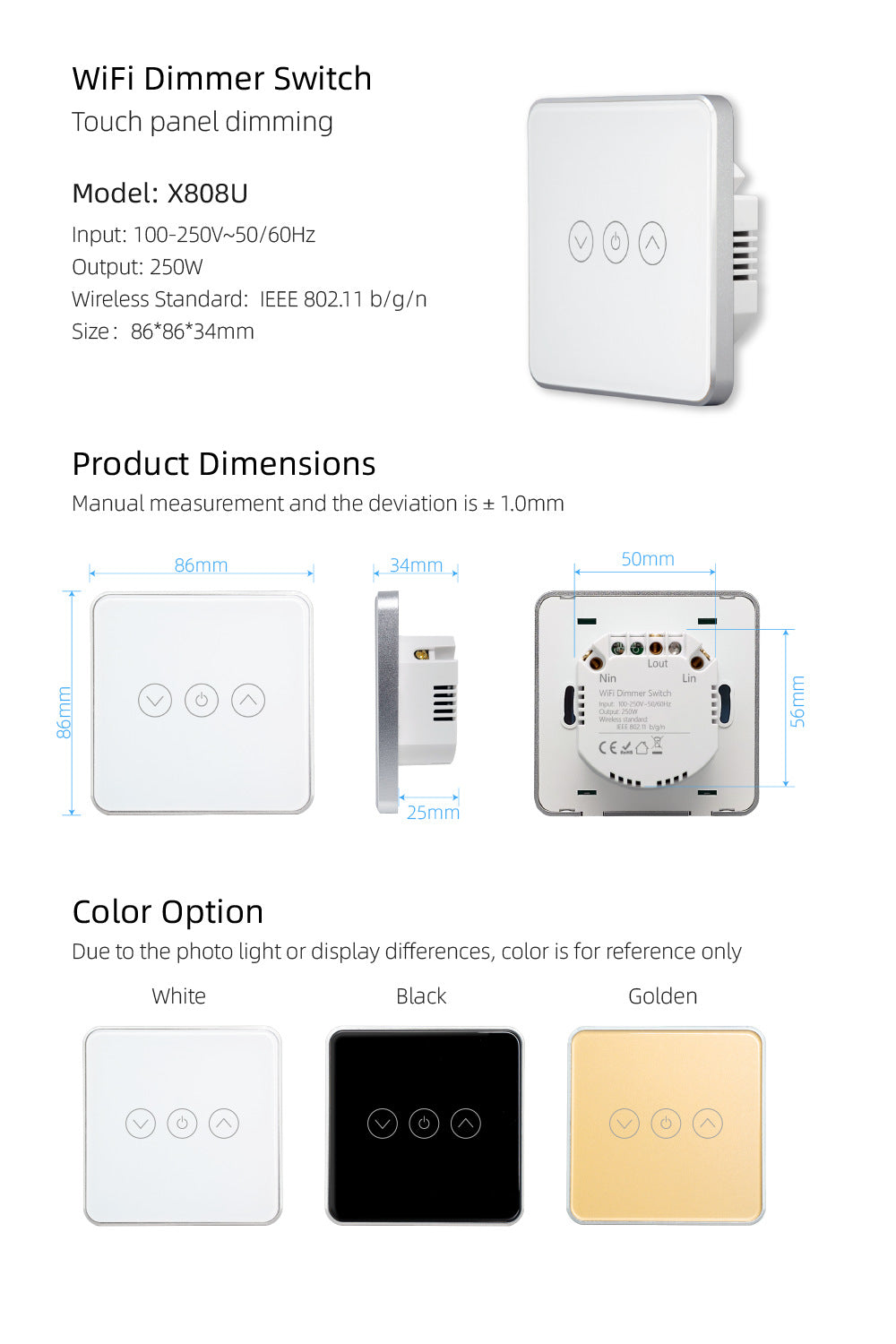 Zigbee Smart Touch Dimmer Switch