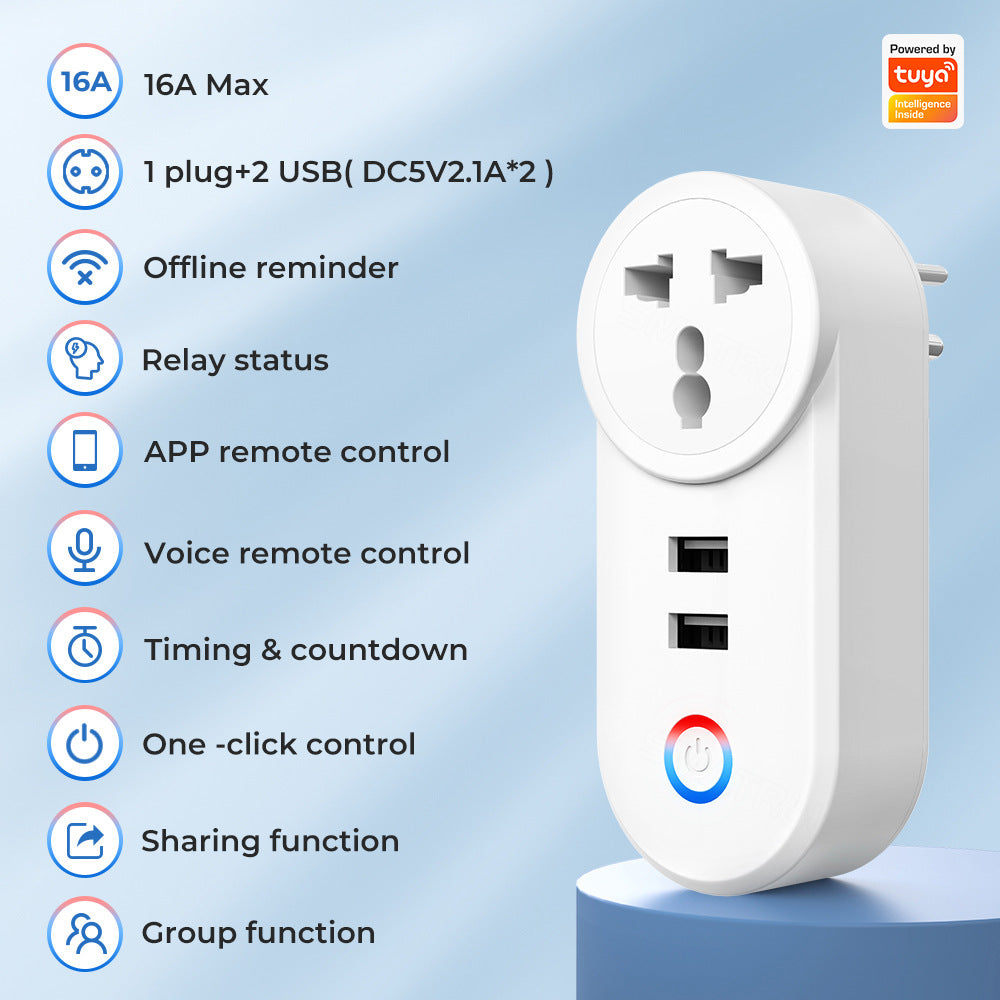 Wi-Fi Smart Socket EU UK US Brazil Plug Outlet With USB Compatible Alexa Google Home Tuya Smart Life