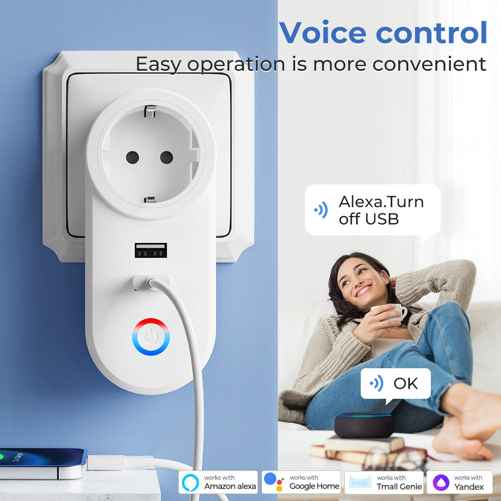 Wi-Fi Smart Socket EU UK US Brazil Plug Outlet With USB Compatible Alexa Google Home Tuya Smart Life