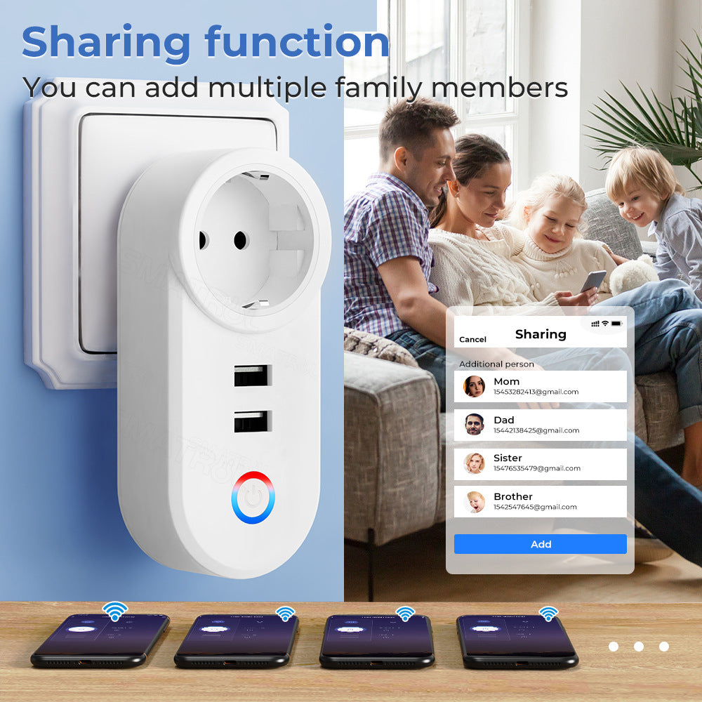 Wi-Fi Smart Socket EU UK US Brazil Plug Outlet With USB Compatible Alexa Google Home Tuya Smart Life