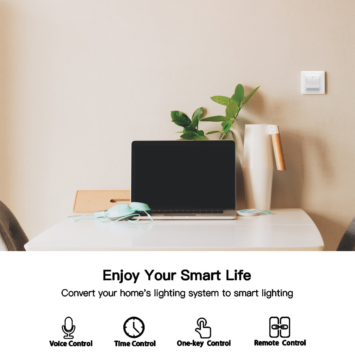 Wi-Fi Smart Press Button Light Switch Works with Alexa Google Home Tuya Smart Life