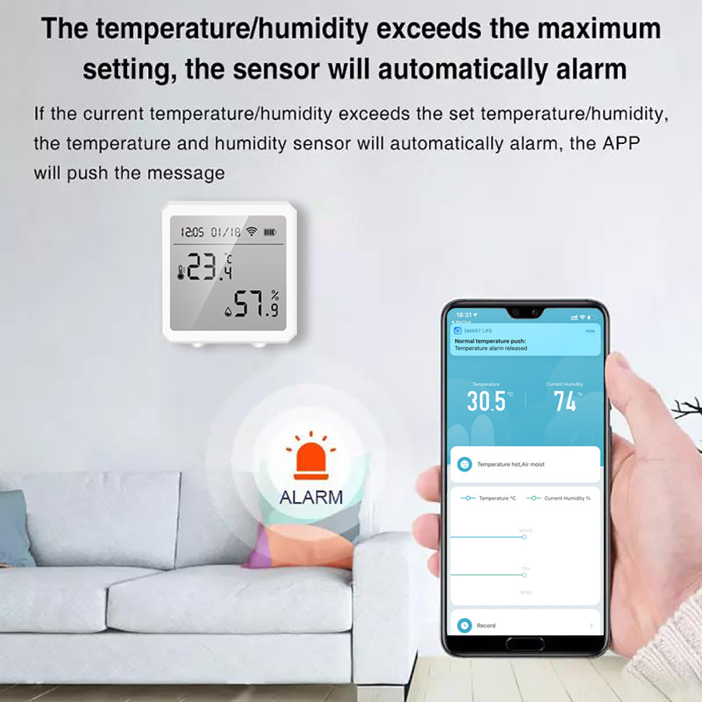 Wi-Fi / Zigbee Smart Temperature and Humidity Sensor with LCD Display